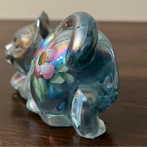 Vintage Fenton Hand painted Iridescent Crouching Kitty - Picture 4 of 7